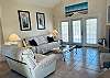 Open living room with leather couches
