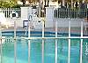 The pool is just steps from the house