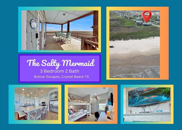 The Salty Mermaid-Beachfront Views! Sleeps 8, 3 bedrooms,2 bathrooms.
