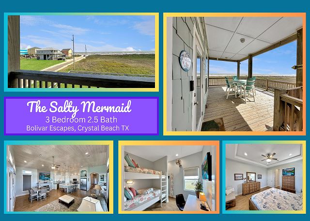 The Salty Mermaid-Beachfront Views! Sleeps 8, 3 bedrooms,2 bathrooms.