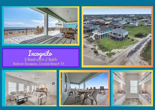 Incognito-Beach Front-Great Views-3 bedroom 2 bath home that sleeps 11.
