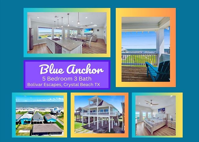 Blue Anchor- 2nd row with Beach Front Views-5 bedroom, 3 bath home, sleeps 16
