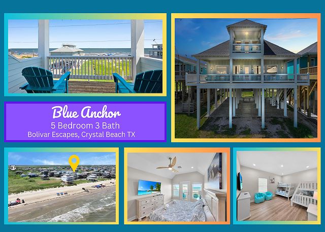 Blue Anchor- 2nd row with Beach Front Views-5 bedroom, 3 bath home, sleeps 16