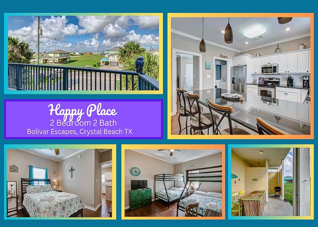 Happy Place- Beach side-2 bedroom, 2 bath, sleeps 8.