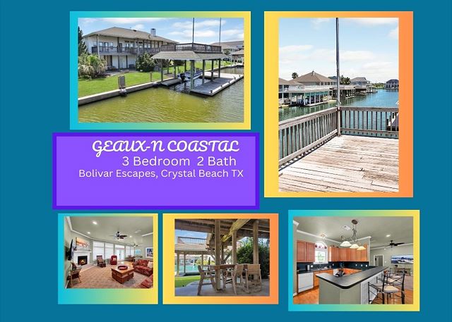 Geaux-N Coastal-Canal Front -Fishing Dock- 3 bedroom, 2 bath, home sleeps 12.