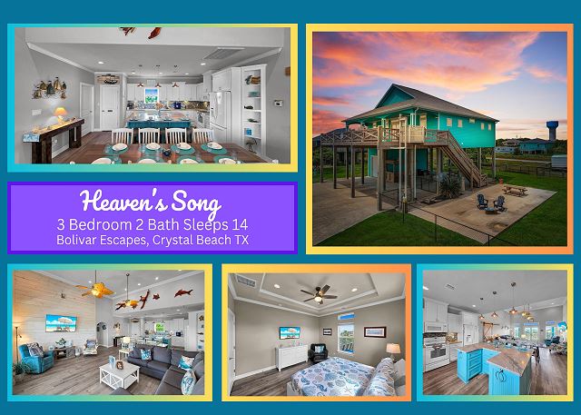 Heaven's Song, 3 bedroom 2 bath home sleeps 14. A short stroll to the beach.