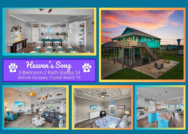 Heaven's Song, 3 bedroom 2 bath home sleeps 14. A short stroll to the beach.