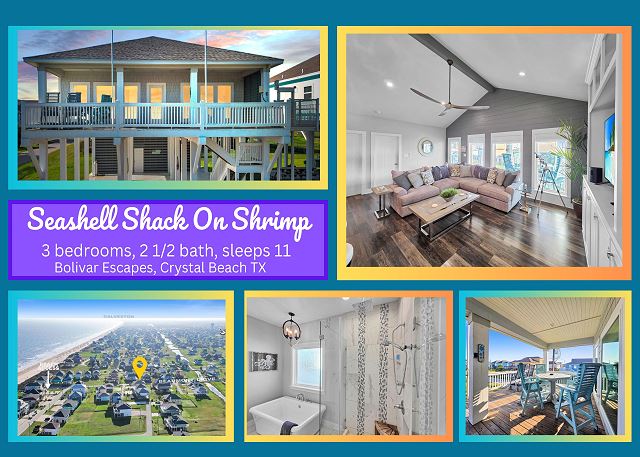 Seashell Shack on Shrimp, Sleeps 11 - 3 bedroom 2.5 Bath - Great View 