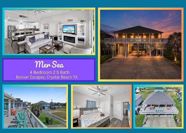 Mer Sea, 4 bedroom 2.5 bath home sleeps 13. A short stroll to the beach.
