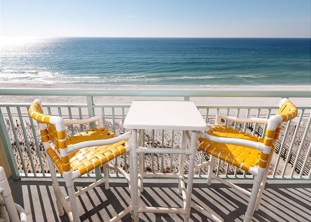 Stunning views of the Emerald Coast right from your private balcony. You are directly on the Gulf of Mexico.