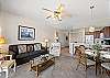 Sleeper Sofa, two end tables with lamps, beautiful decor, and a recliner for extra seating or to just relax. 