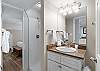 Features a walk in shower.