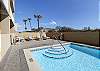 Beachfront pool with lots of lounging deck space