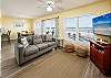 A great gathering place which features a pull-out sofa and large flat-screen TV.