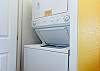 Featuring a stackable washer/dryer for your laundry needs.