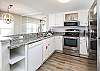 Stainless steel appliances with lots of cabinet & counter space