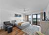 Enjoy ultimate comfort with a plush king-size bed and inviting coastal view.