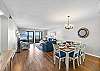 Dining area with table for 6 to afford room for all and gulf front dining.