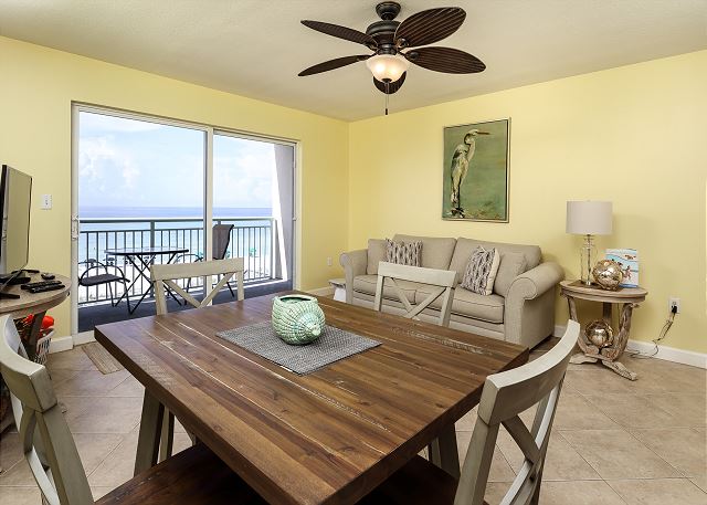 Enjoy the views from the beach front living room. 