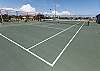The tennis area is raised and features one court. The court is lighted, so you can play at night as well!