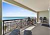 Large balcony with plenty of seating and a dazzling view of the gulf