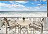 Directly beach front. No obstructions, no streets to cross. Right. On. The. Beach. High top chairs and table. No more looking through the rails!