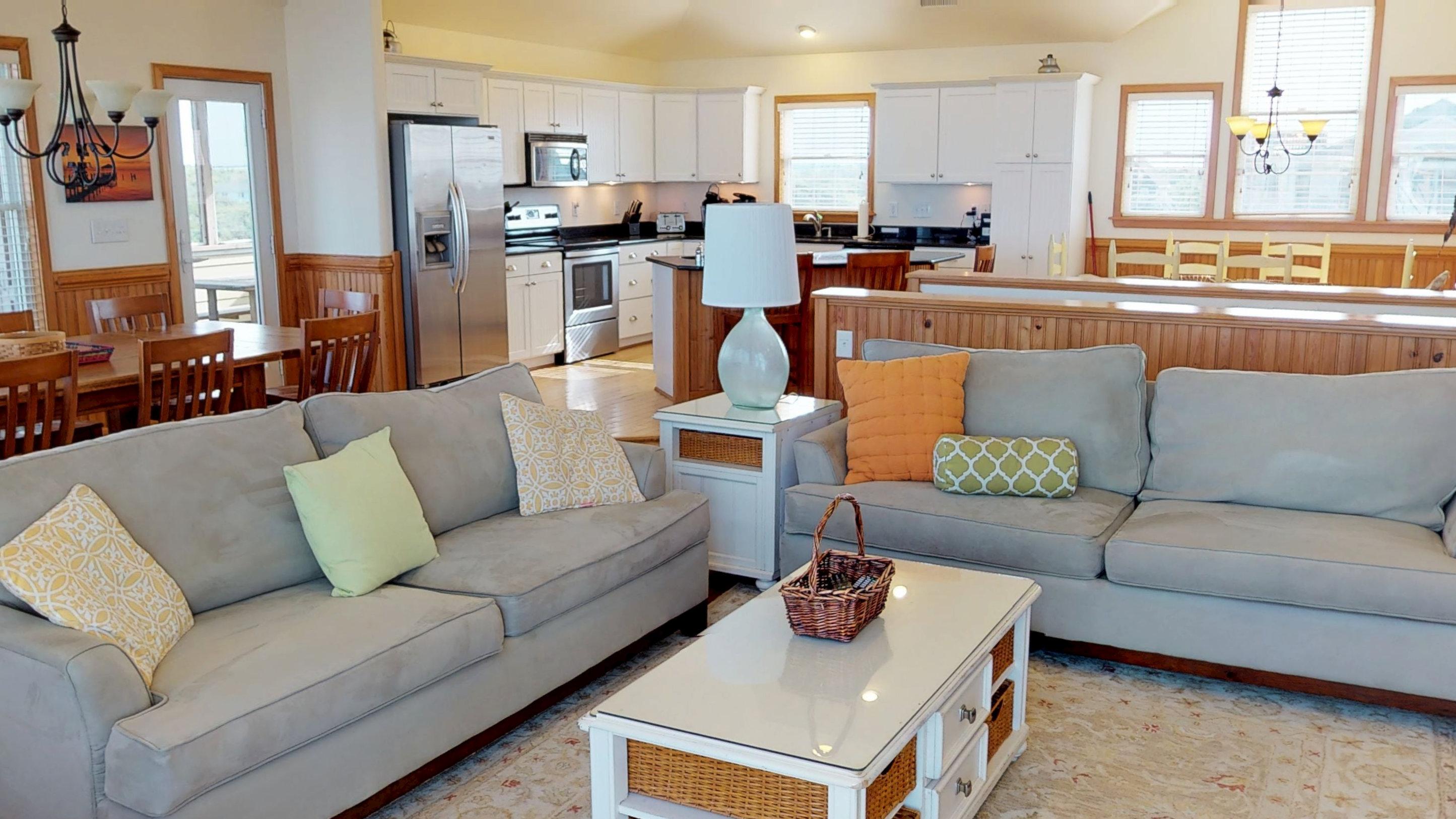 Living room looking into kitchen 