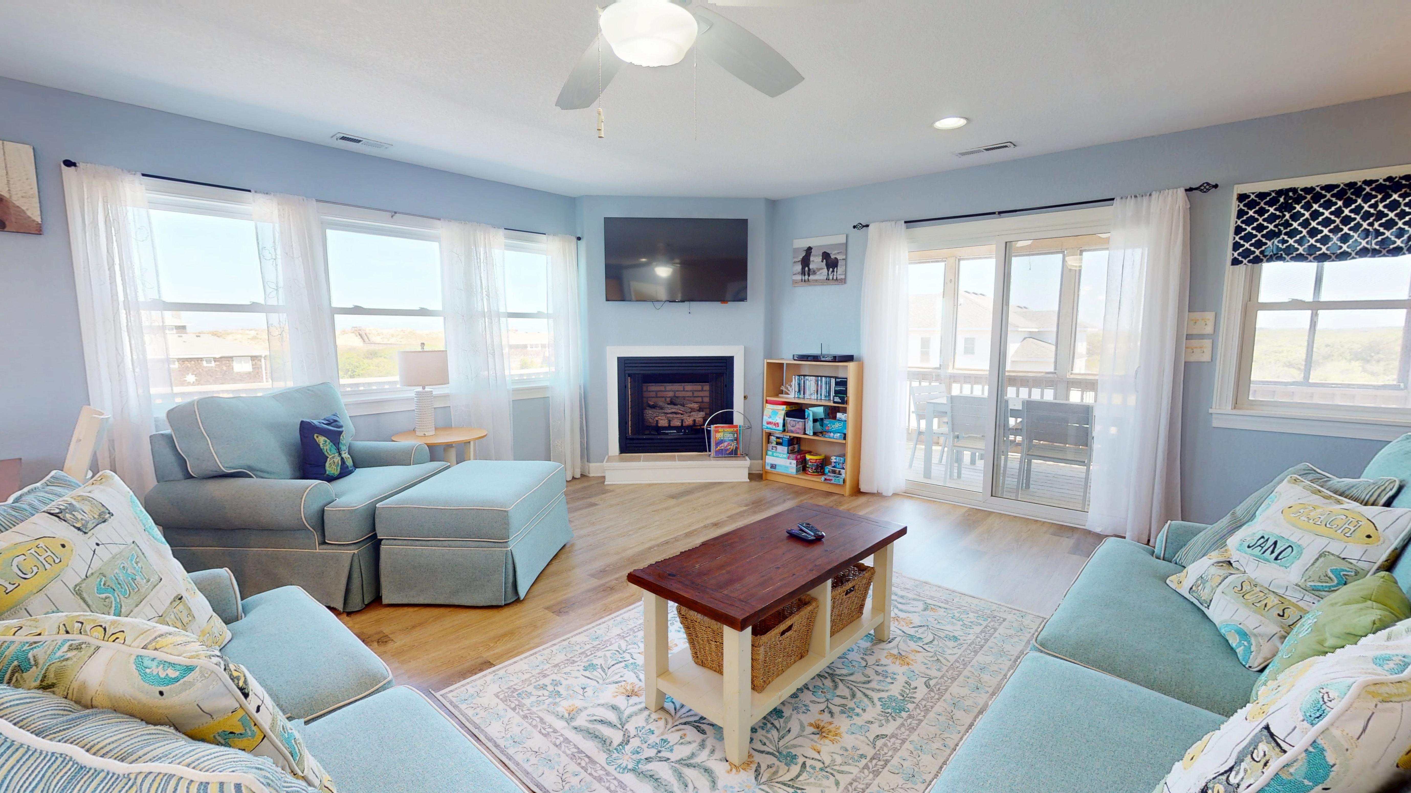 Living Room at Summer Paws vacation rental, Carova Beach 4x4 Northern Outer Banks NC