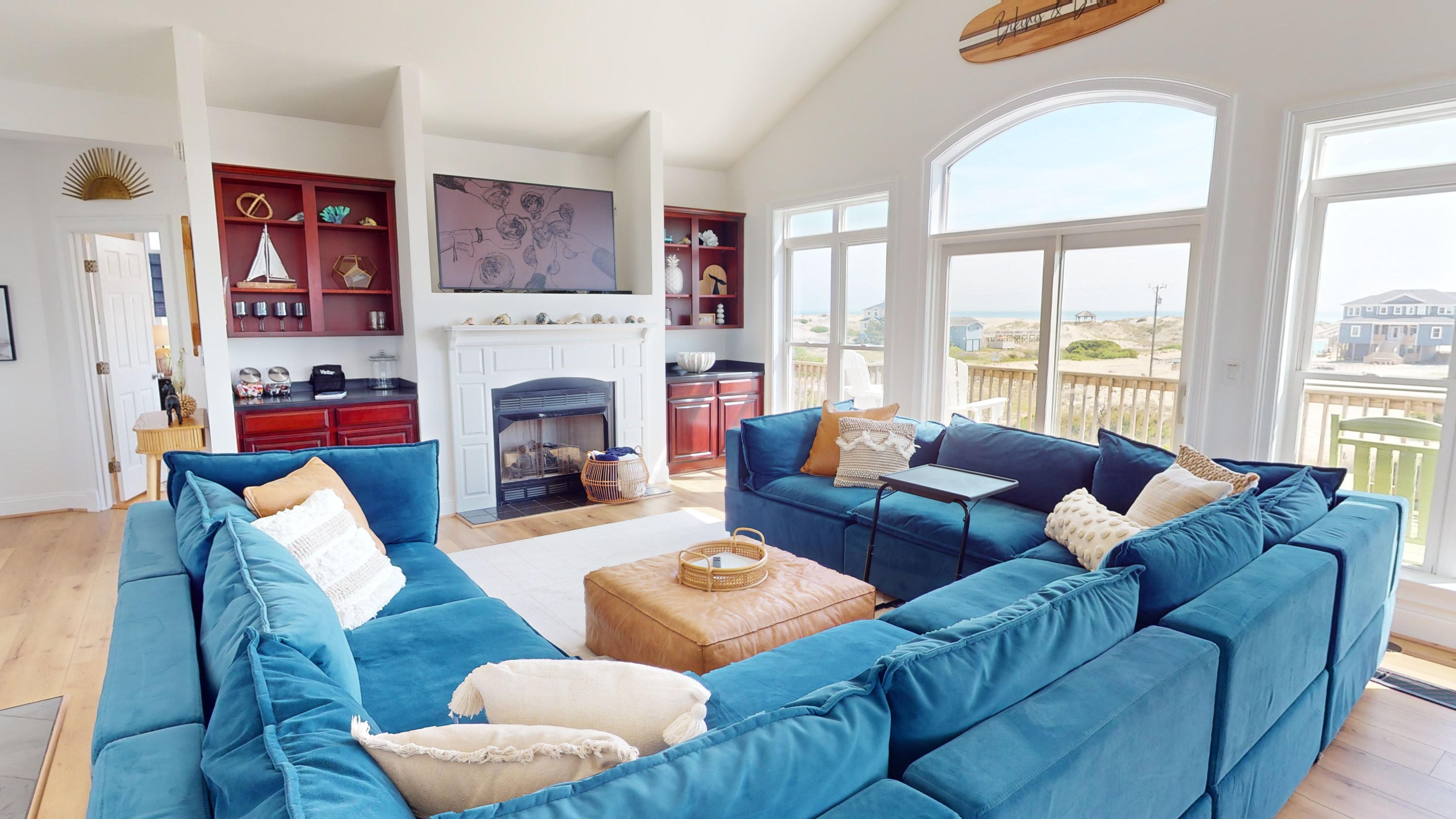 Living room at Bikinis and Bellinis vacation rental, Carova Beach 4x4 Northern Outer Banks NC