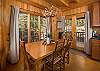 Dining for six with rustic cabin decor.