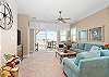 Head to the balcony through the sliding glass doors.