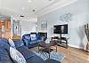 Ocean blue hues throughout the Living Room.