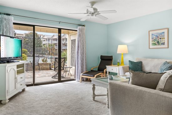 Den with Slider out to Private Patio