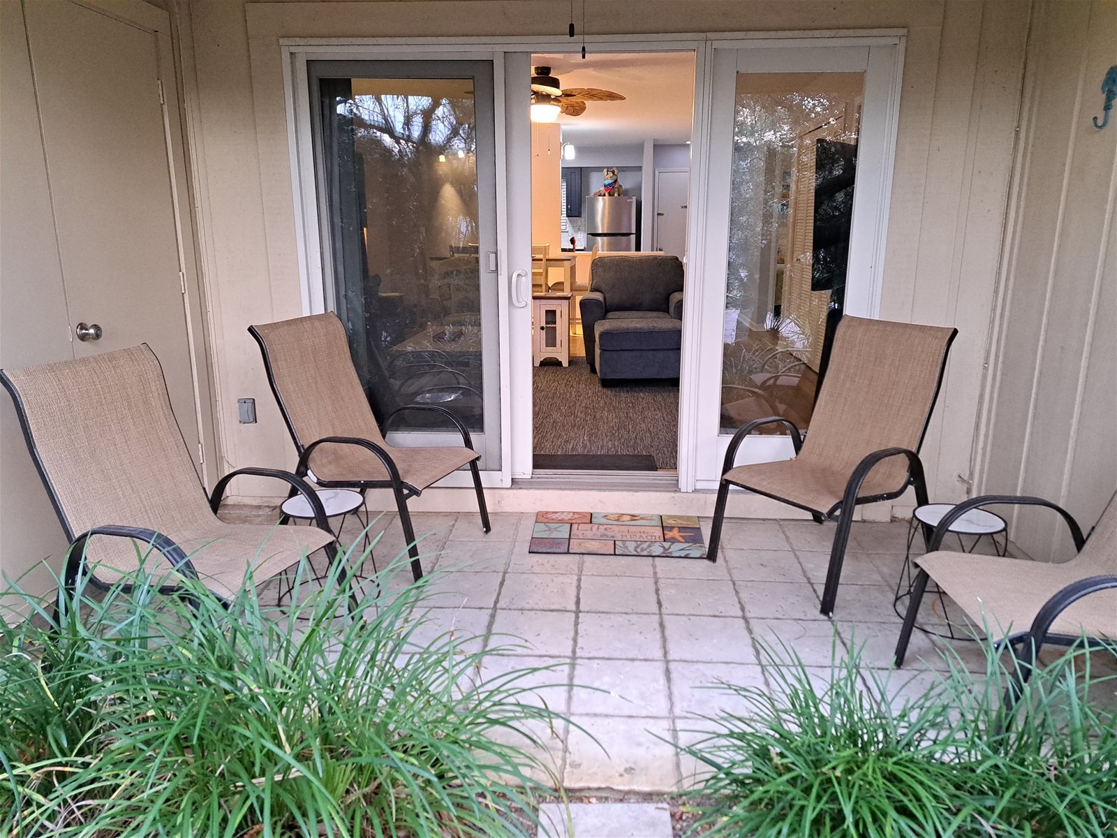 Private Patio Through Sliding Door