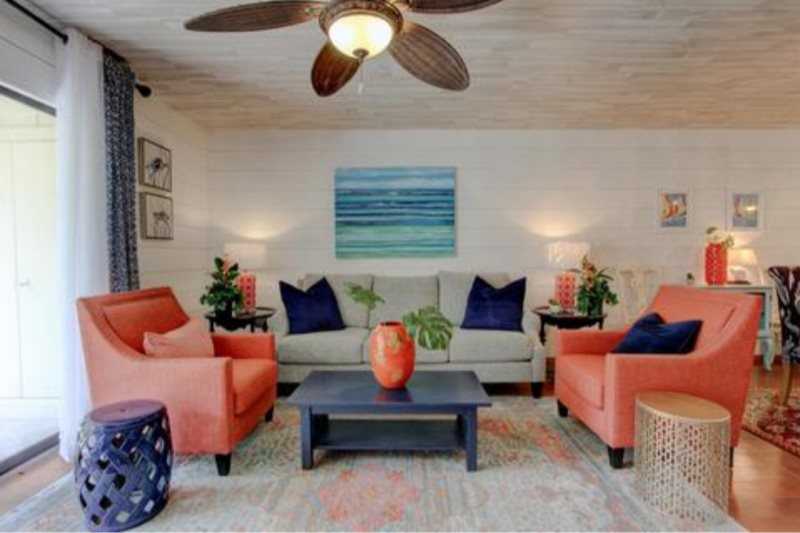 Den with Sliding Doors to Private Back Porch