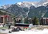 From the mountain, the American Eagle lift with Copper Junction behind the lift.