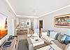 Beautiful living room, dining room and kitchen.