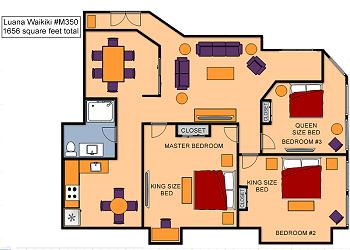 Luana Waikiki #M350 Floor Plan