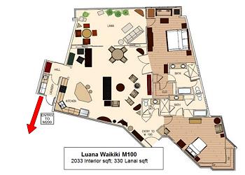 Luana Waikiki #M100 Floor Plan