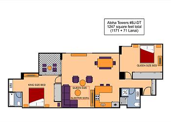 Aloha Towers #8J-DT Floor Plan