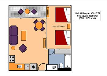 Waikiki Banyan #3810-T2 Floor Plan
