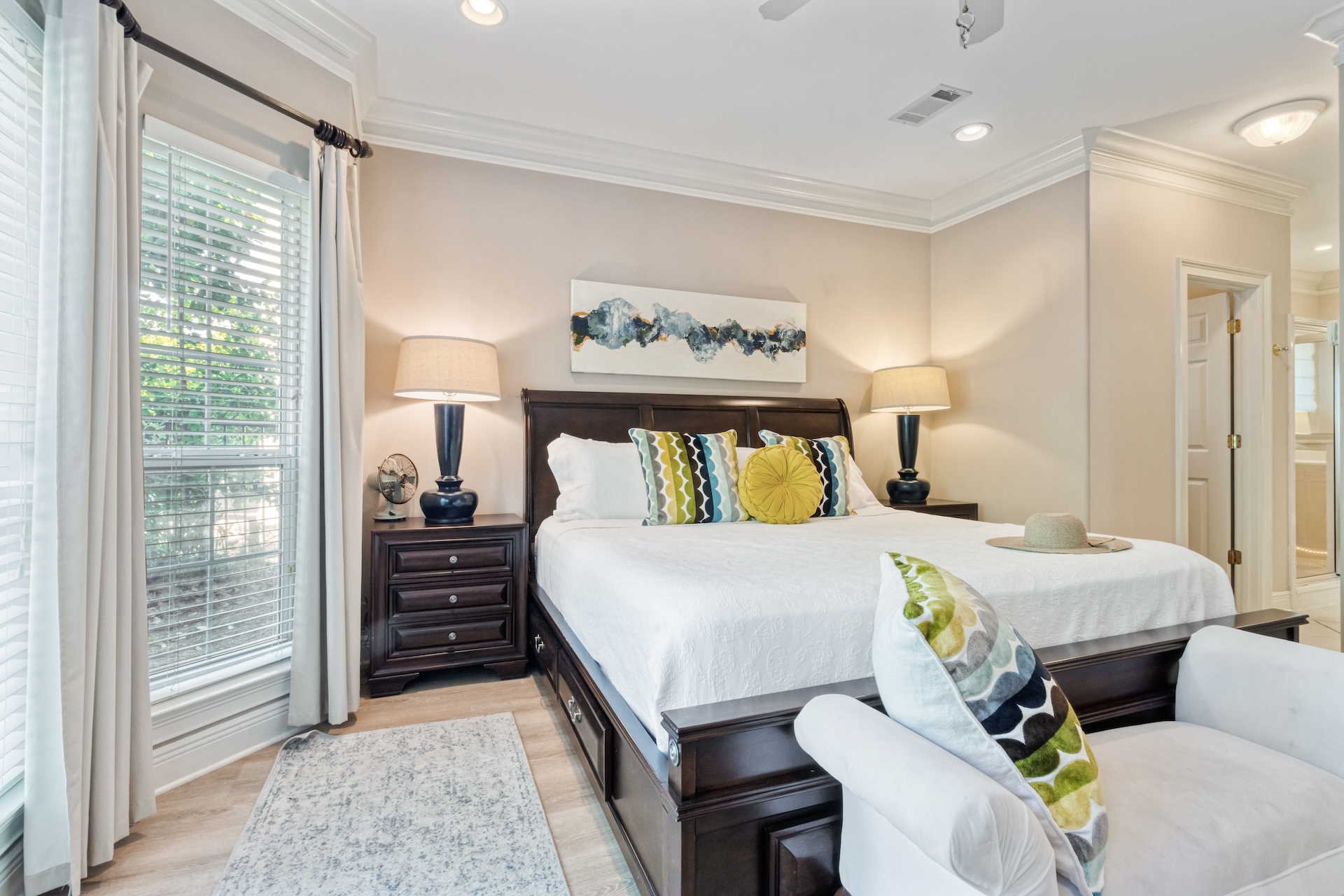 Comfortable king bed - primary bedroom