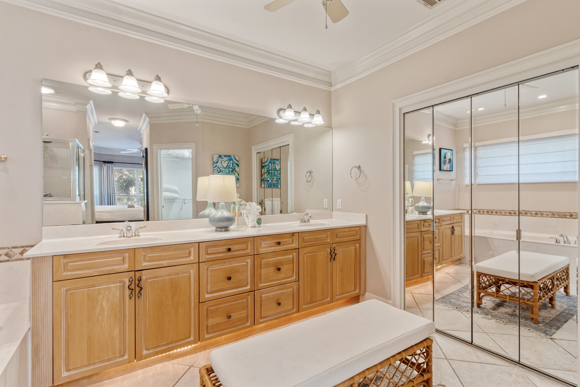 Spacious primary bathroom