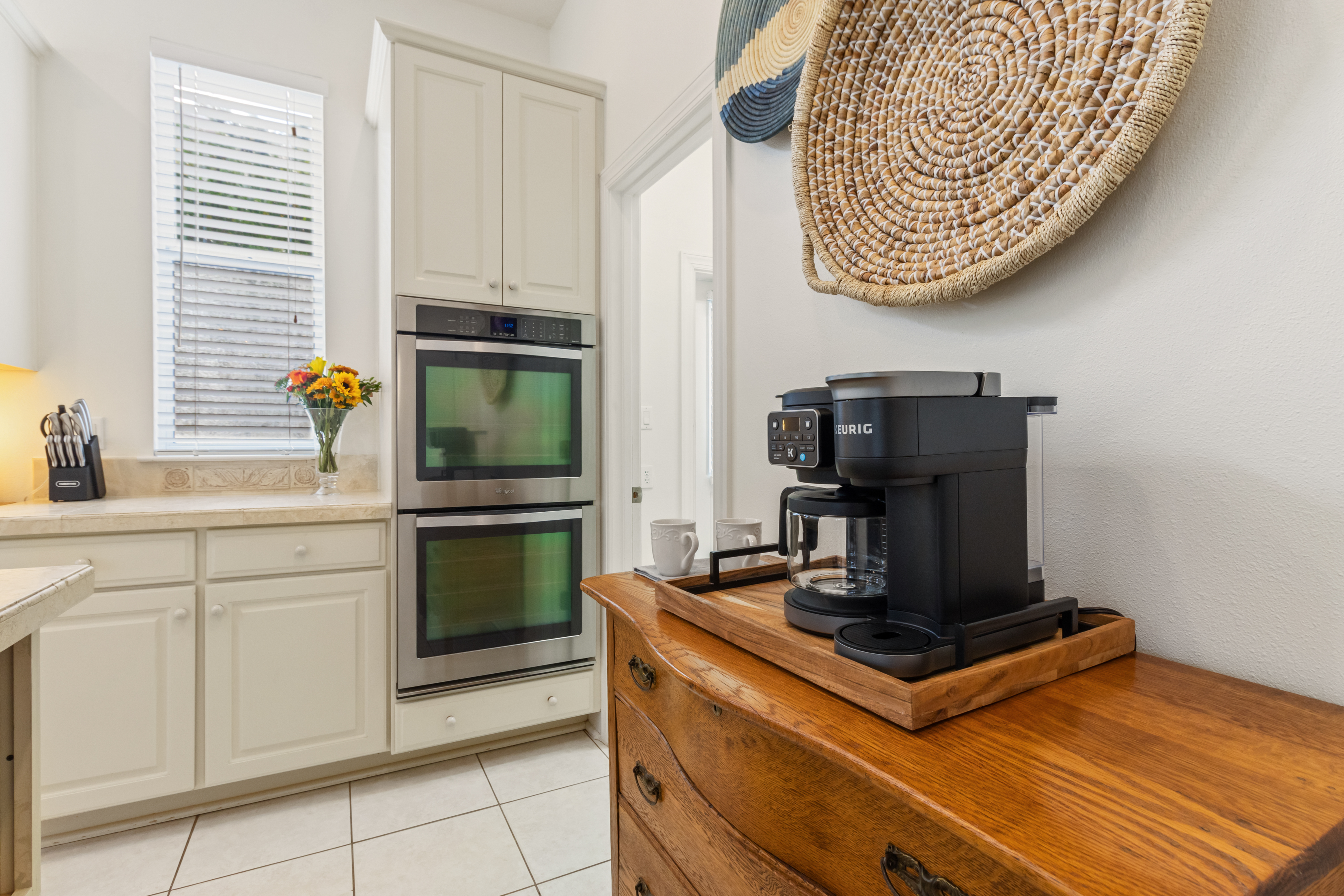 Double oven and coffee bar