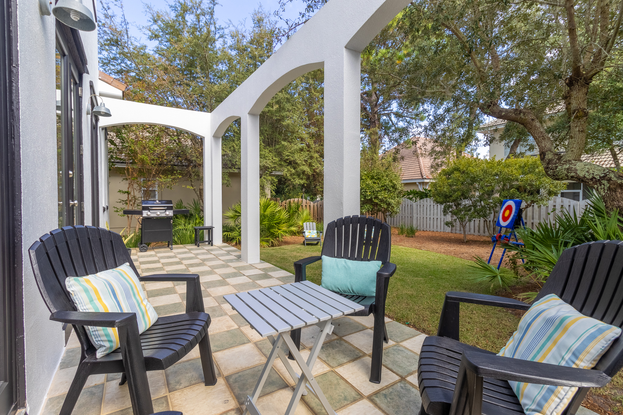 Spacious patio and backyard