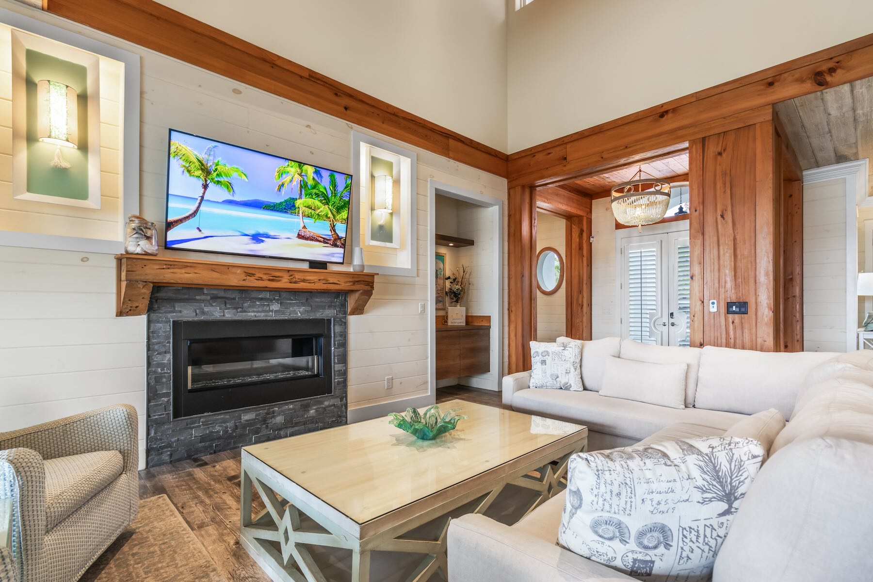 Large smart TV in living area