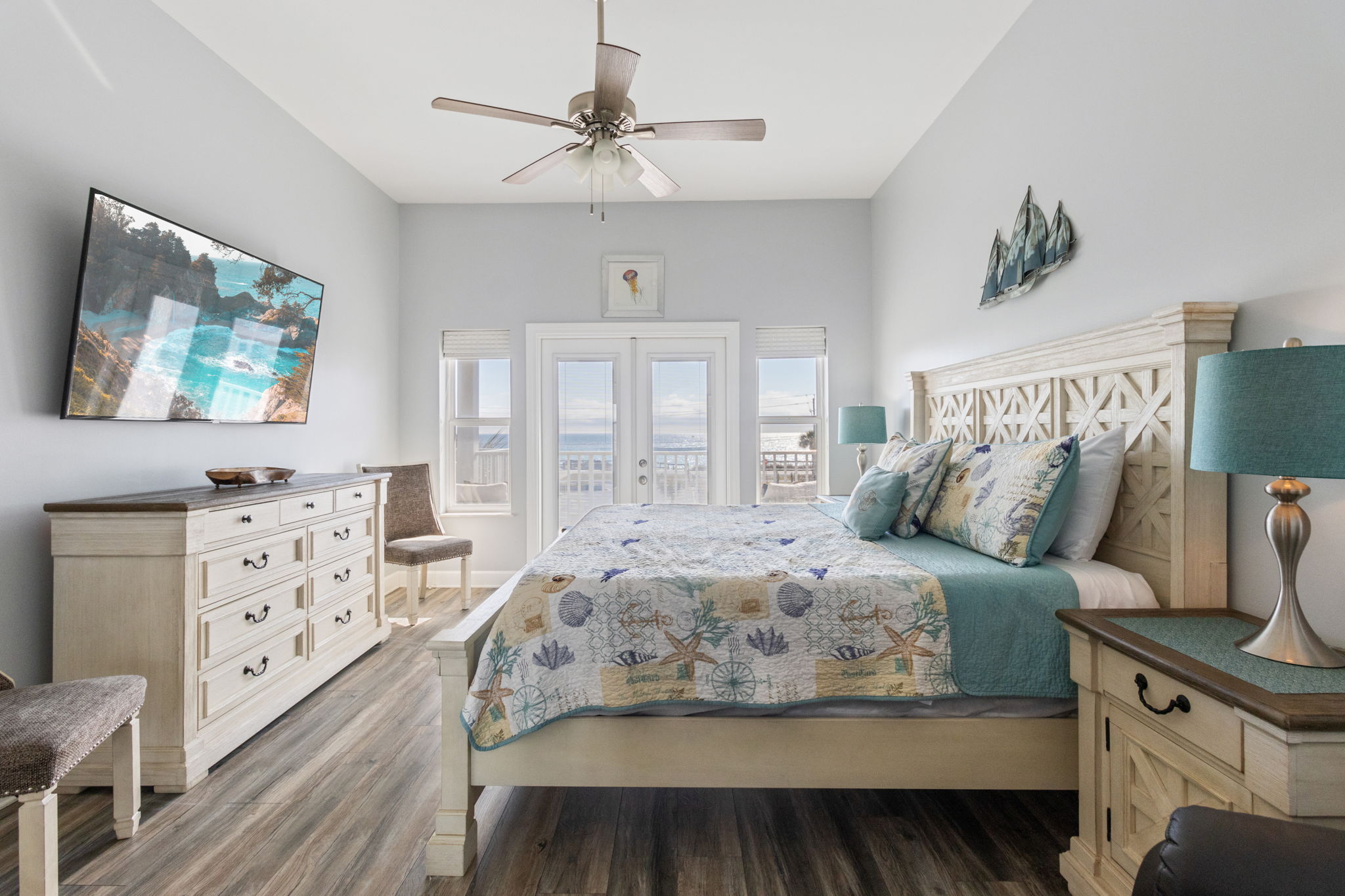 Primary suite with comfy king bed and smart TV