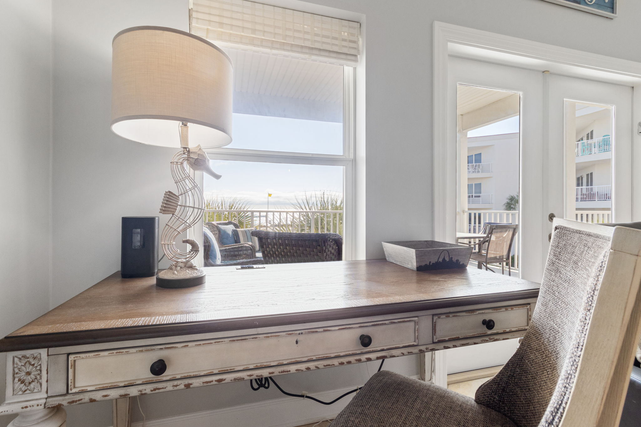 Convenient work desk with a gulf view