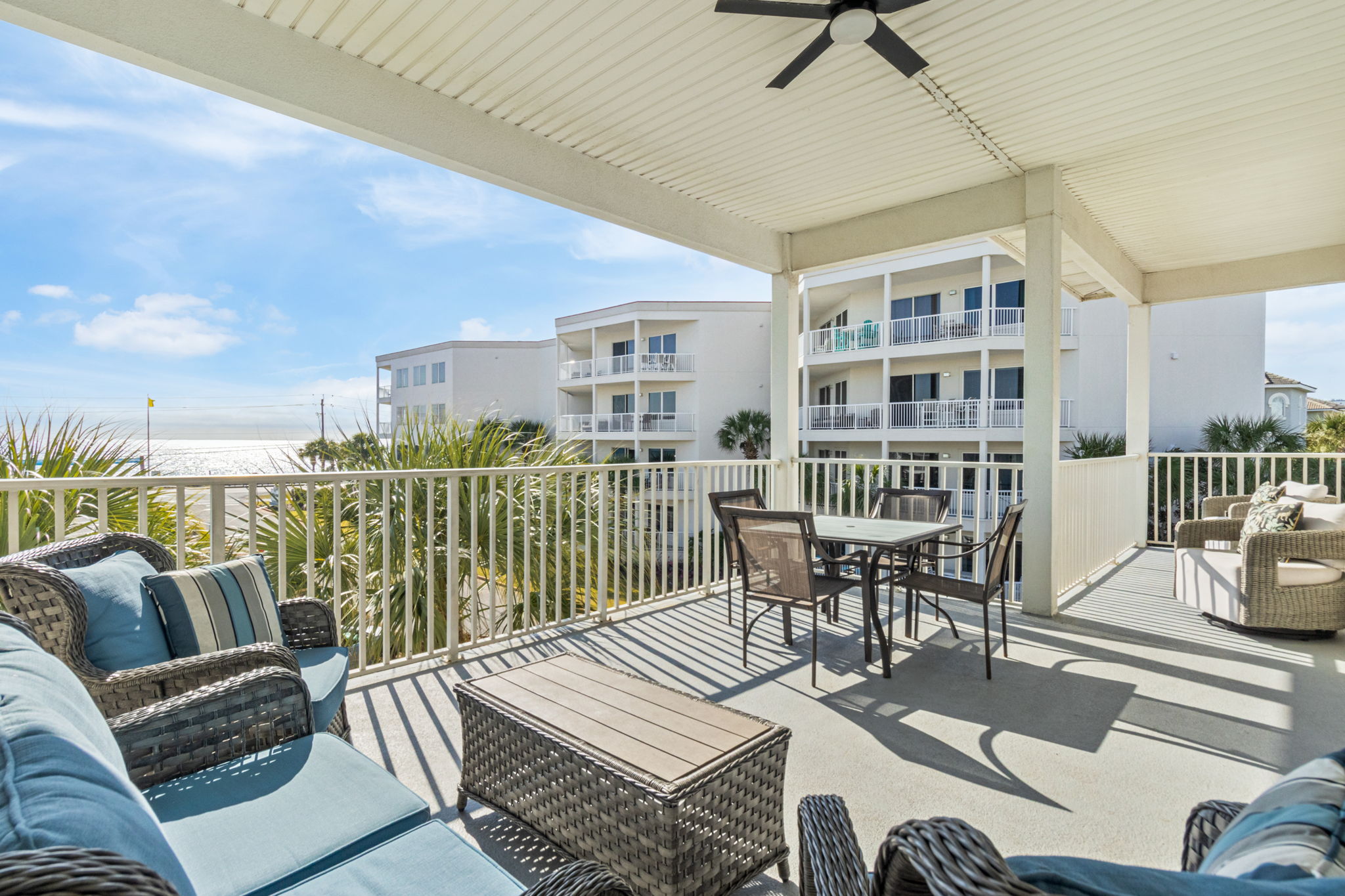 Spacious private balcony with gulf view