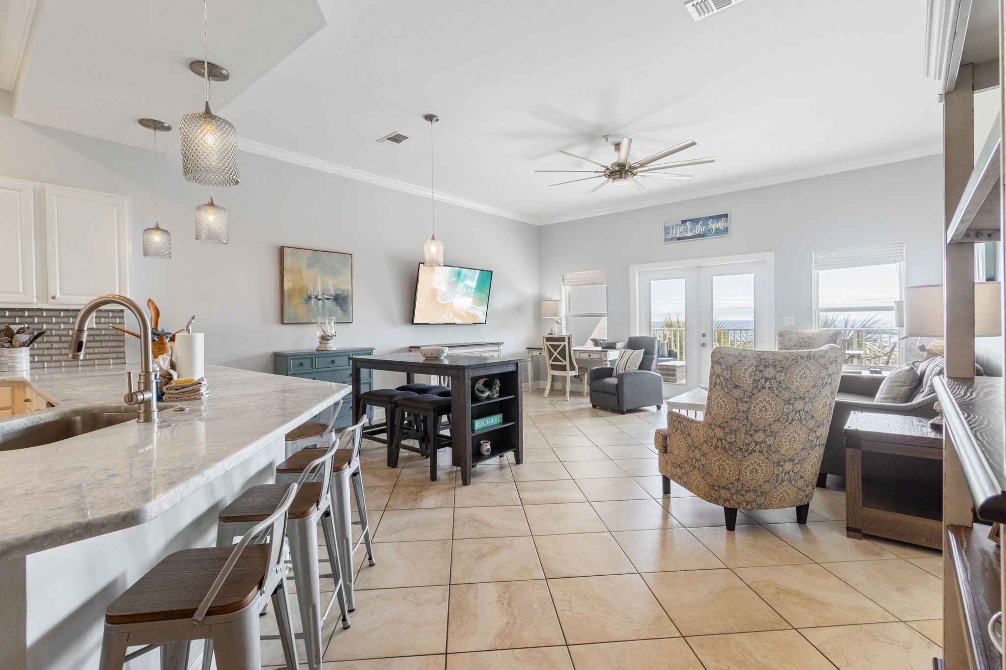 Open floorplan with gulf views